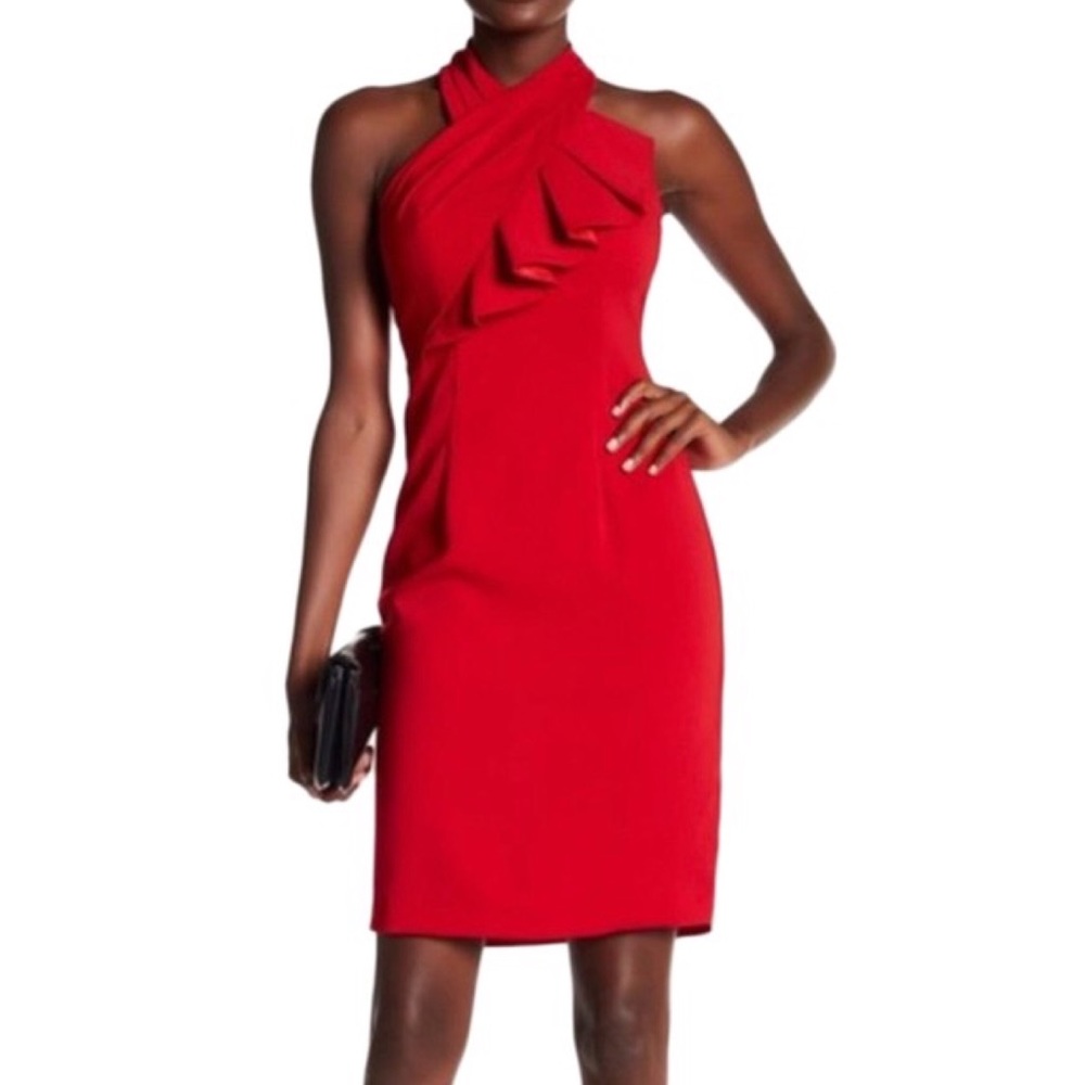 Carmen Marc Valvo Halter Cocktail Dress